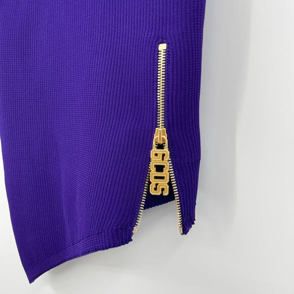 GCDS | Asymmetric Logo Zip Detail Ribbed Knit Mini Skirt In Purple S - Picture 6 of 9